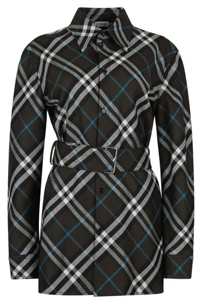 Burberry Check-Pattern Buttoned Belted Shirt