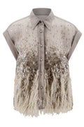 Brunello Cucinelli Sequin Fringe Sleeveless Top