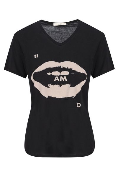 Fendi Ti Amo Printed V-Neck T-Shirt