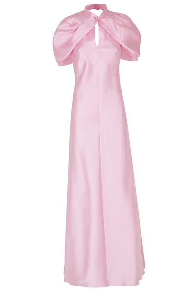 Alberta Ferretti Cape SleevedLong Mikado Dress