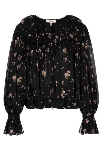 Chloé Maxi Gathered Ruffle Top