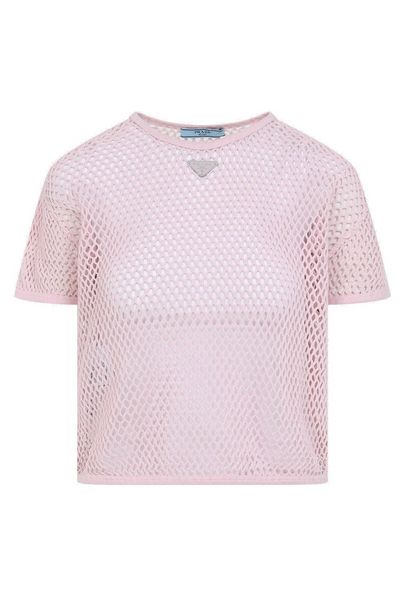 Prada Logo Plaque Crewneck T-Shirt