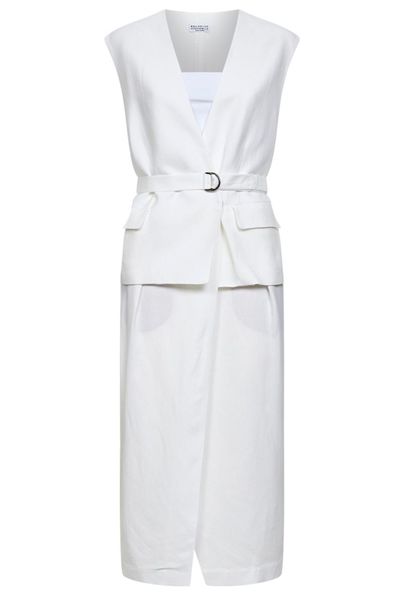 Brunello Cucinelli Belted Wrap Pencil Dress