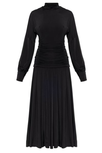 Ganni Draped Pleated Midi Dress