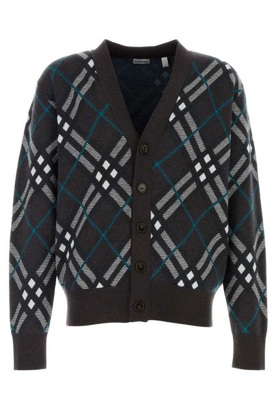 Burberry Checked V-Neck Buttoned Cardigan
