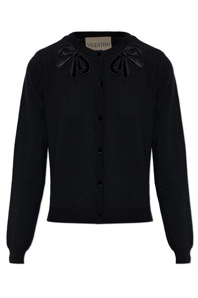 Valentino Bow-Embellished Button-Up Cardigan