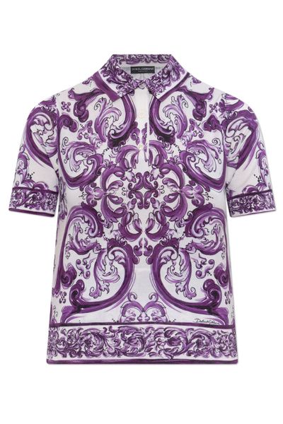 Dolce & Gabbana Majolica Printed Short-Sleeved Polo Shirt