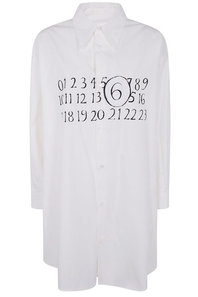 MM6 Maison Margiela Signature Numbers Motif Buttoned Shirt Dress