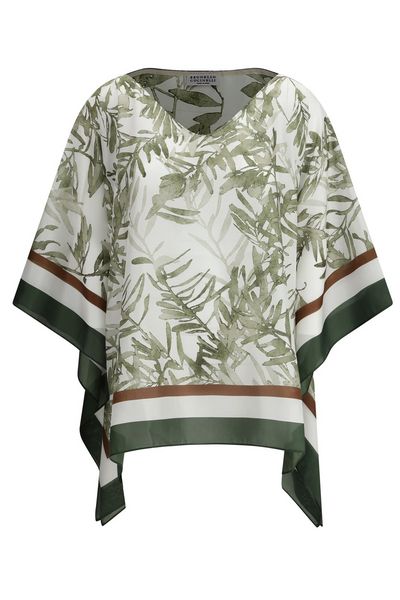 Brunello Cucinelli Allover Printed V-Neck Blouse