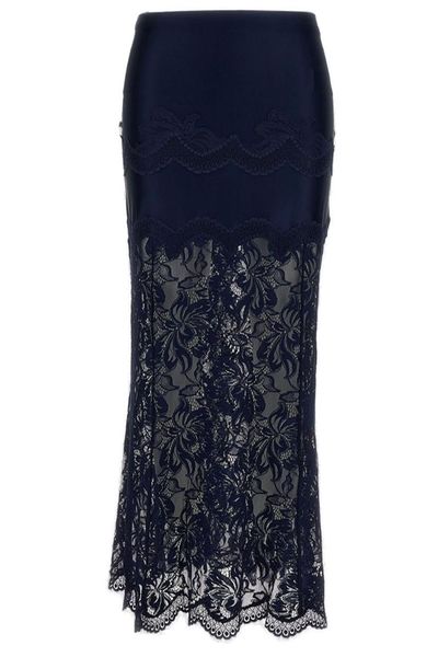 Rabanne Lace And Jersey Midi Skirt
