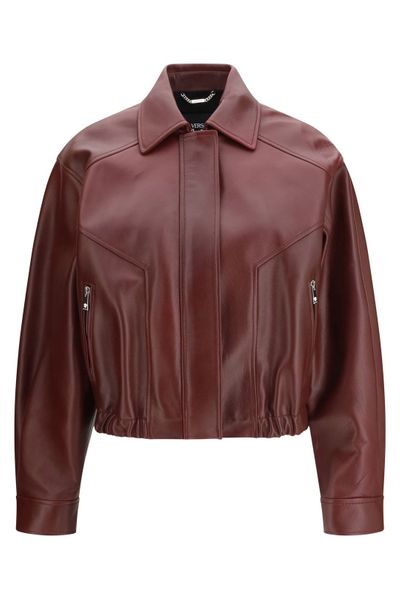 Versace Elastic Hem Leather Jacket