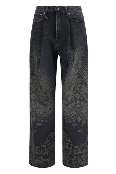 R13 Damon Wide-Leg Printed Jeans