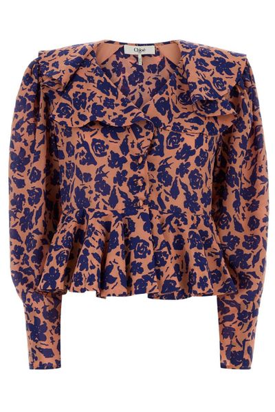 Chloé V-Neck Ruffled Top