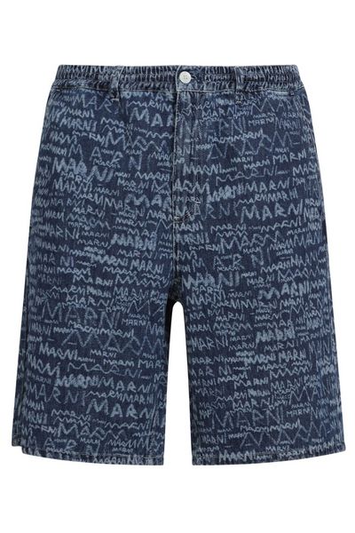 Marni Logo Printed Denim Shorts
