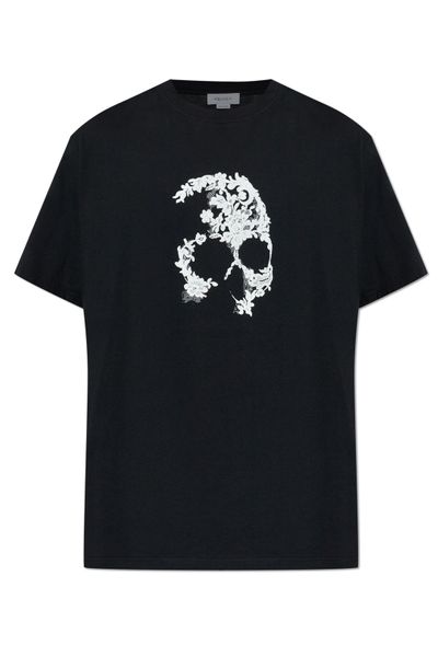 Alexander McQueen Lace Skull Crewneck T-Shirt