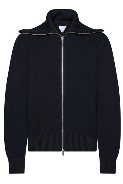 Bottega Veneta Zip-Up High Collar Knitted Sweater