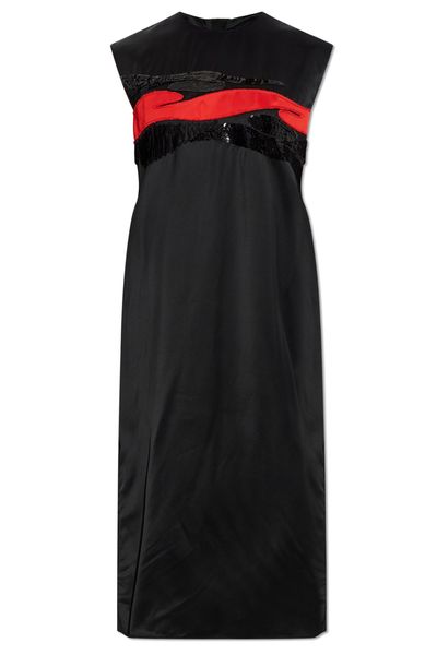 Marni Crimson Flow Patches Satin Dress
