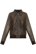 R13 Ribbed Trim Leather Jacket