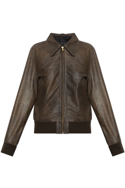R13 Ribbed Trim Leather Jacket
