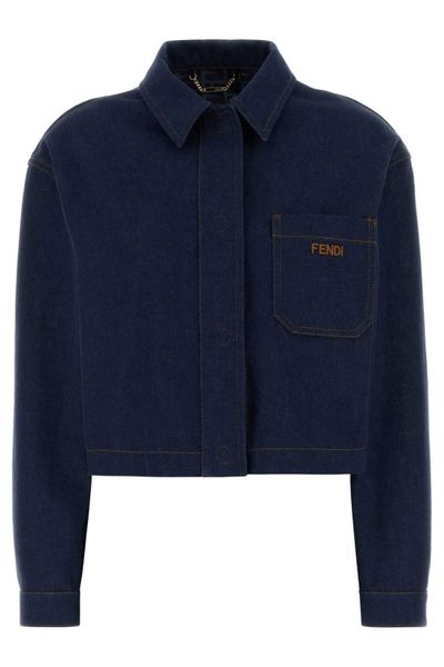 Fendi Logo Embroidered Denim Jacket