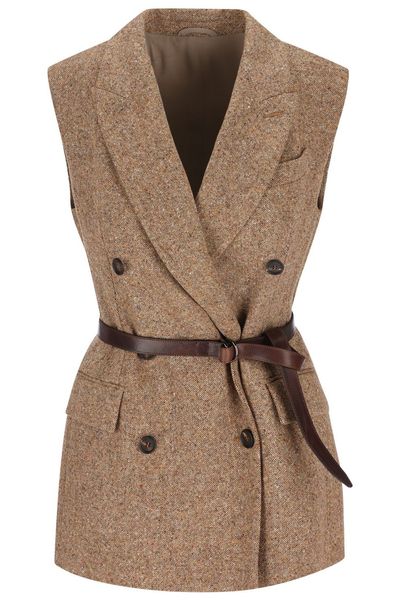 Brunello Cucinelli Double-Breasted Belt Vest