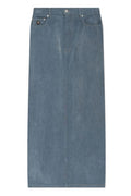 Moschino Logo Patch Midi Denim Skirt