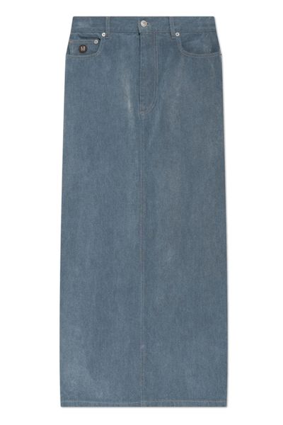 Moschino Logo Patch Midi Denim Skirt