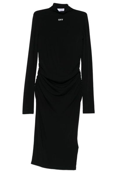 Off-White Logo Printed Long-Sleeved Dress