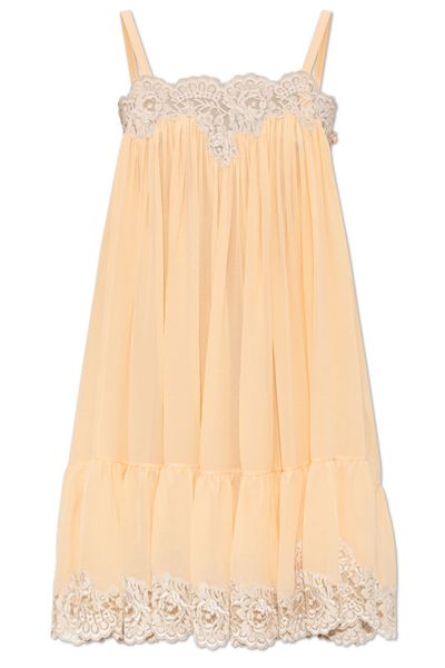 Chloé Georgette Lace Thin-Strap Mini Dress