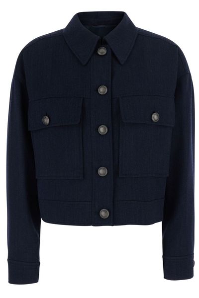 Brunello Cucinelli Chevron Cropped Outerwear Jacket