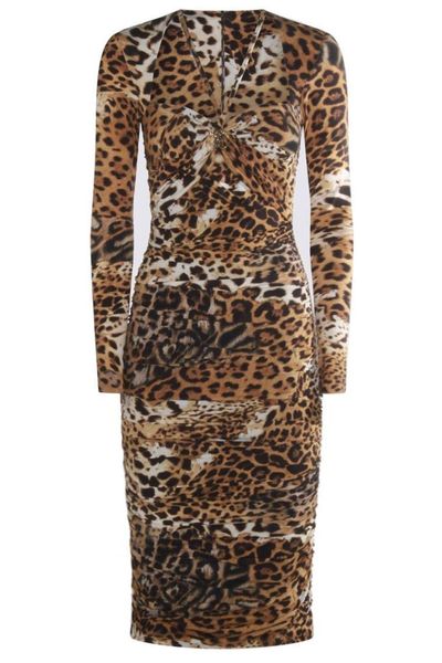 Roberto Cavalli Jaguar Skin Printed Dress