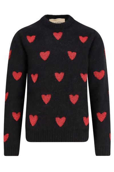 Valentino Heart Patterned Long-Sleeved Jumper