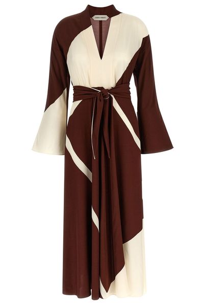 Alberta Ferretti Belted V-Neck Dress
