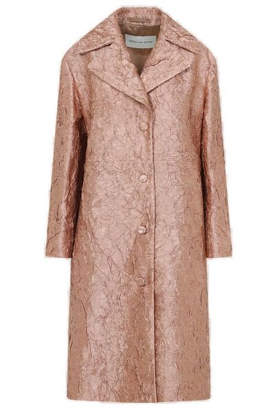 Dries Van Noten Crinkle Effect Single Breasted Coat