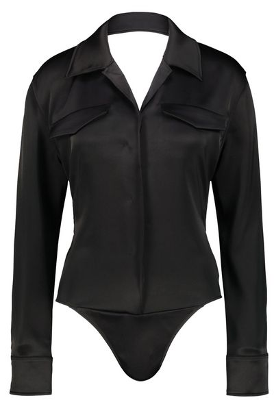 Courrèges Backless Satin Shirt Bodysuit