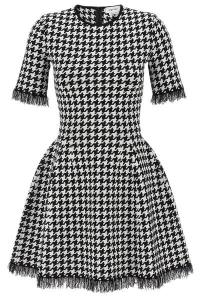Alexander McQueen Houndstooth Frayed-Edge Mini Dress