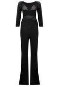 Alberta Ferretti Sheer Panel Flared Jumpsuit