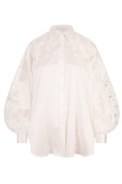 Ermanno Scervino Lace-Panelled Drop Shoulder Shirt