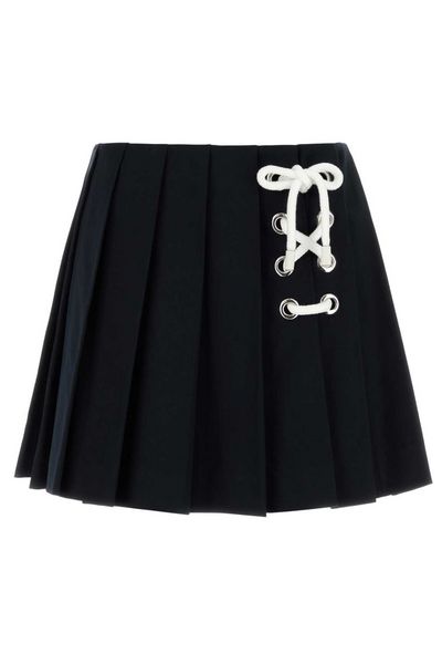 Prada Pleated Drill Mini Skirt