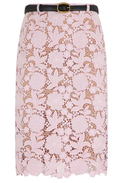 Self-Portrait Floral Lace Midi Skirt