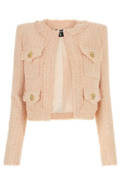 Balmain Frayed Hem Cropped Jacket