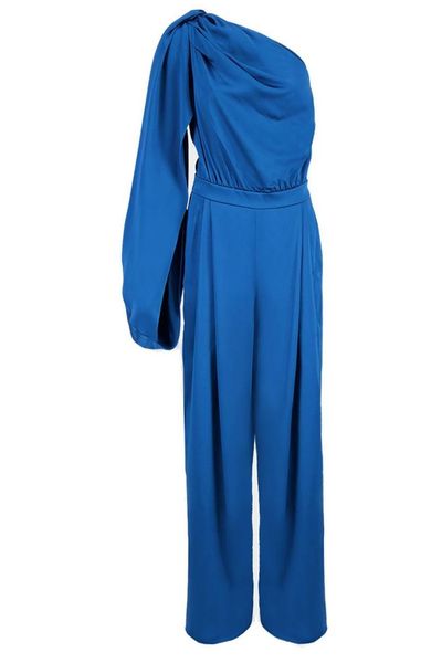 Stella McCartney One Shoulder Satin Jumpsuit