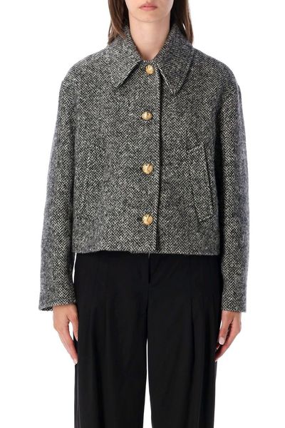 Valentino Chevron Cropped Peacoat