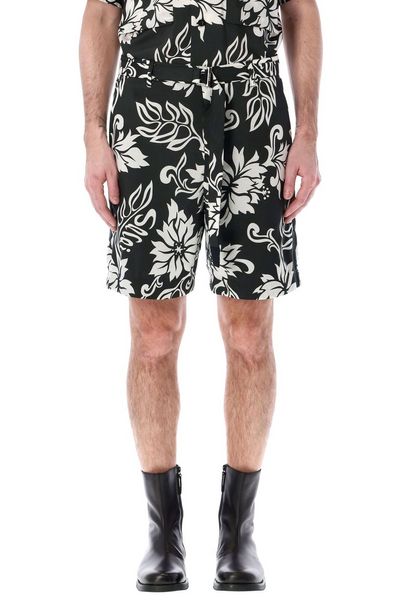 Sacai Floral Printed Belted Shorts