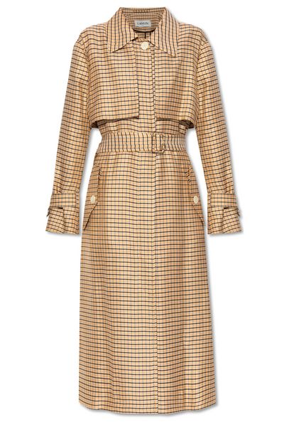 Lanvin Checkered Belted Trench Coat