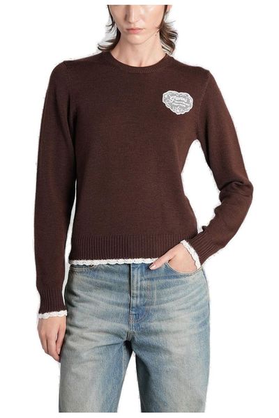 Ganni Logo Patch Knitted Jumper