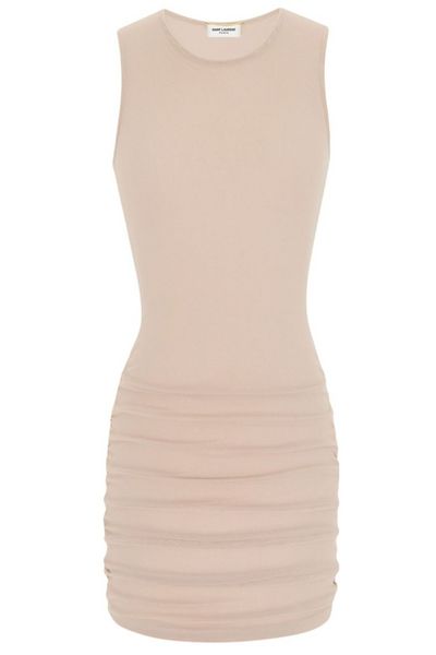 Saint Laurent Crewneck Ruched Detailed Mini Dress