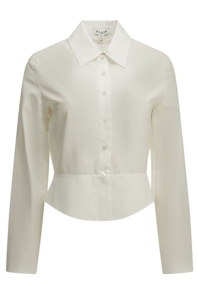 Alaïa Peplum Long-Sleeved Poplin Shirt