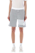 Thom Browne 4-Bar Striped Seersucker Drawstring Shorts