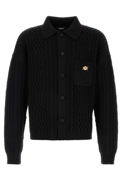 Versace Mixed-Stitch Knitted Cardigan
